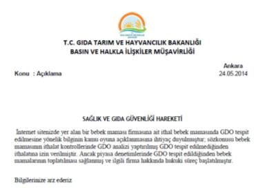 Tarım Bakanlığı'ndan Milupa açıklaması